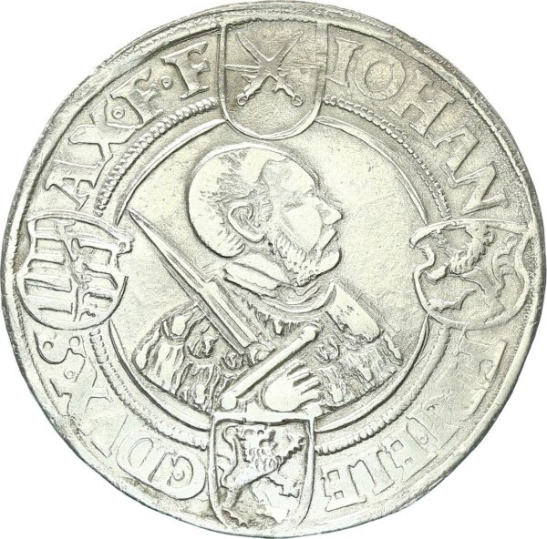 Sachsen-Kurfürstentum Johann Friedrich und Moritz Guldengroschen 1542 Avers ohne den Titel des Burggrafen Silber ss/vz
