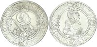 Sachsen-Kurfürstentum Johann Friedrich und Moritz Guldengroschen 1542 Avers ohne den Titel des Burggrafen Silber ss/vz