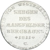 Westfalen Königreich Hieronymus Napoleon Konventionstaler 1811 C Segen des Mansfelder Bergbaues Silber vz+