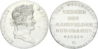 Westfalen Königreich Hieronymus Napoleon Konventionstaler 1811 C Segen des Mansfelder Bergbaues Silber vz+