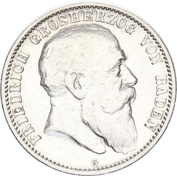 Baden Friedrich I. 2 Mark 1907 G Silber ss Jäger 32