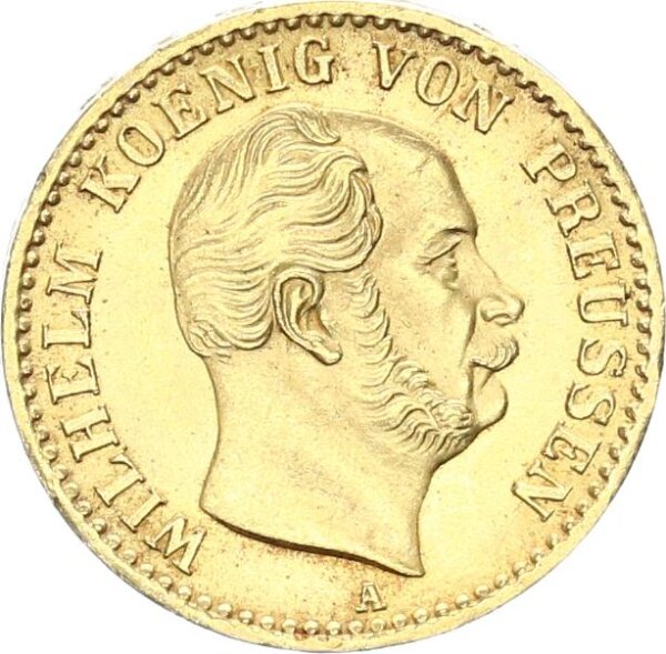 Brandenburg-Preußen Wilhelm I. 1/2 Vereinskrone 1866 A (Berlin) Gold f. stgl.
