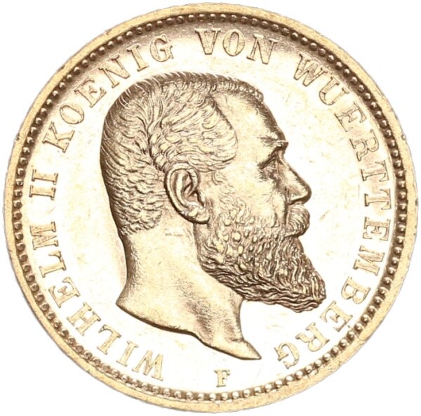 Württemberg Wilhelm II. 20 Mark 1900 F Gold vz/f. stgl. aus PP Jäger 296