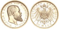 Württemberg Wilhelm II. 20 Mark 1900 F Gold vz/f. stgl. aus PP Jäger 296