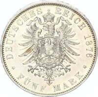 Hessen Ludwig III. 5 Mark 1876 H Silber vz Jäger 67