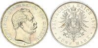 Hessen Ludwig III. 5 Mark 1876 H Silber vz Jäger 67