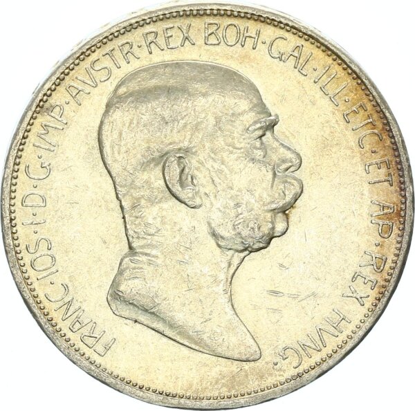 Österreich Kaiserreich Franz Joseph I. 5 Kronen (Corona) 1908 Wien 60jähriges Regierungsjubiläum Silber ss-vz
