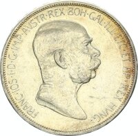 Österreich Kaiserreich Franz Joseph I. 5 Kronen (Corona) 1908 Wien 60jähriges Regierungsjubiläum Silber ss-vz
