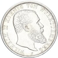 Württemberg Wilhelm II. 2 Mark 1907 F Silber ss-vz...