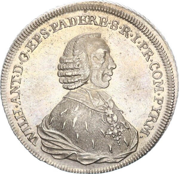 Paderborn Bistum Wilhelm Anton von Asseburg Konventionstaler 1765 Neuhaus Silber vz+