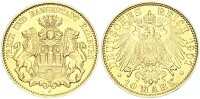 Hamburg Stadt 10 Mark 1901 J Gold vz Jäger 211