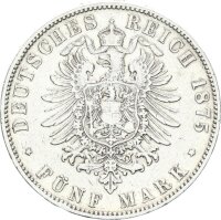 Sachsen Albert 5 Mark 1875 E Silber ss Jäger 122