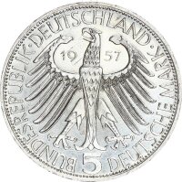 BRD Gedenkmünze 5 DM 1957 J Freiherr von Eichendorff Silber vz-stgl. Jäger 391