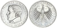 BRD Gedenkmünze 5 DM 1957 J Freiherr von Eichendorff Silber vz-stgl. Jäger 391