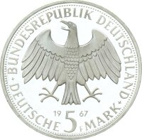 BRD Gedenkmünze 5 DM 1967 F Wilhelm von Humboldt Silber PP Jäger 395