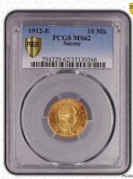 Sachsen Friedrich August III. 10 Mark 1912 E PCGS MS62...