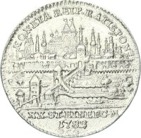 Regensburg Stadt 1/2 Konventionstaler 1782 GCB Silber ss