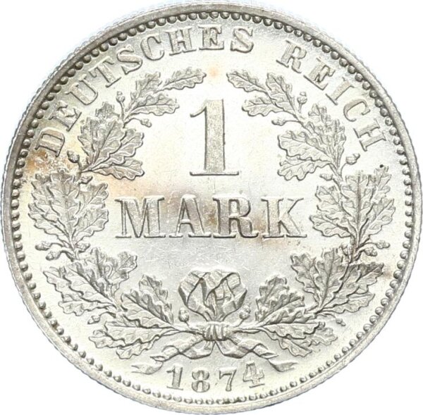 Kaiserreich 1 Mark 1874 G kleiner Adler Silber PP Jäger 9