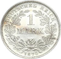 Kaiserreich 1 Mark 1874 G kleiner Adler Silber PP...