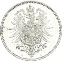 Kaiserreich 1 Mark 1874 G kleiner Adler Silber PP Jäger 9
