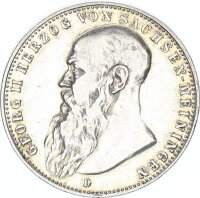 Sachsen-Meiningen Georg II. 2 Mark 1902 D langer Bart...