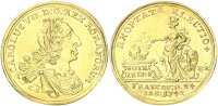Frankfurt Stadt Doppeldukat 1742 mit alten Beschreibungszettel Gold vz