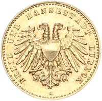 Lübeck Freie und Hansestadt 10 Mark 1904 A Gold vz+...