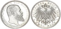 Württemberg Wilhelm II. 2 Mark 1905 F Silber PP Jäger 174