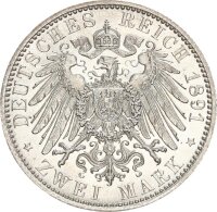 Oldenburg Nicolaus Friedrich Peter 2 Mark 1891 A Silber pfr., stgl. Jäger 93