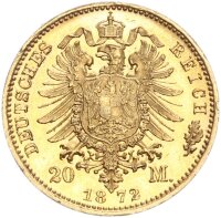 Mecklenburg-Schwerin Friedrich Franz II. 20 Mark 1872 A Gold vz/f. stgl. Jäger 230