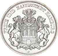 Hamburg Stadt 2 Mark 1912 J Silber pfr., stgl. Jäger 63