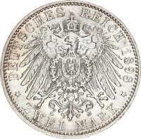 Hessen Ernst Ludwig 2 Mark 1898 A Silber f. vz/vz