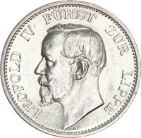 Lippe Leopold IV. 2 Mark 1906 A Silber pfr., f....
