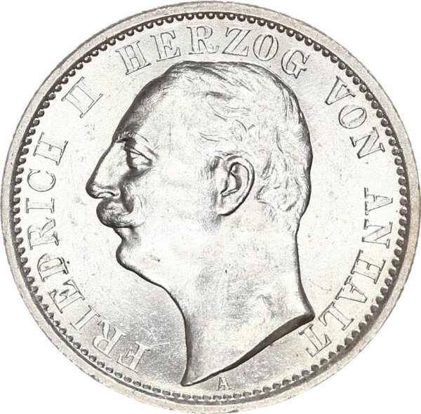 Anhalt Friedrich II. 2 Mark 1904 A Regierungsantritt Silber pfr., f. stgl./stgl. Jäger 22