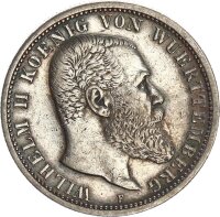 Württemberg Wilhelm II. 2 Mark 1907 F Silber ss+...