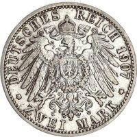 Baden Friedrich I. 2 Mark 1907 G Silber ss Jäger 32