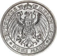 Preußen Wilhelm II. 3 Mark 1915 A Mansfeld Silber vz-stgl. Jäger 115