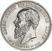 Schaumburg-Lippe Georg 3 Mark 1911 A Auf den Tod Silber...