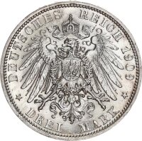 Anhalt Friedrich II. 3 Mark 1909 A Silber vz/vz+...