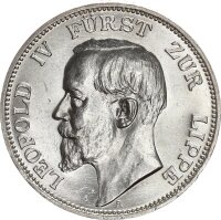 Lippe Leopold IV. 3 Mark 1913 A Silber pfr., f....
