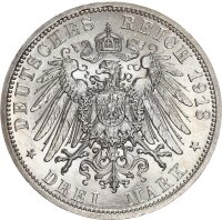 Lippe Leopold IV. 3 Mark 1913 A Silber pfr., f. stgl./stgl. Jäger 79