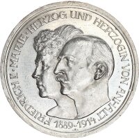 Anhalt Friedrich II. 5 Mark 1914 A Silberhochzeit Silber...