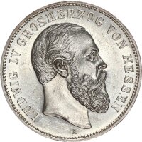 Hessen Ludwig IV. 5 Mark 1888 A Silber vz+/f. stgl. aus...