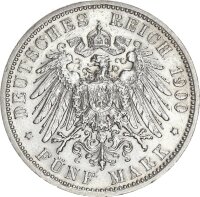 Oldenburg Friedrich August 5 Mark 1900 A Silber ss...
