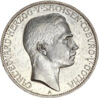 Sachsen-Coburg-Gotha Carl Eduard 5 Mark 1907 A Silber...