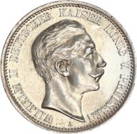 Preußen Wilhelm II. 2 Mark 1907 A Silber vz+...