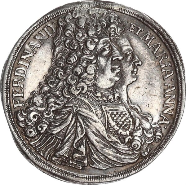 Schwarzenberg Ferdinand Wilhelm Eusebius Reichstaler 1696 Kremnitz auf seine Hochzeit mit Maria Anna Silber ss+