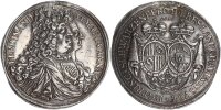 Schwarzenberg Ferdinand Wilhelm Eusebius Reichstaler 1696 Kremnitz auf seine Hochzeit mit Maria Anna Silber ss+