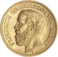 Baden Friedrich I. 10 Mark 1900 G Gold f. vz Jäger 188
