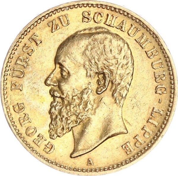 Schaumburg-Lippe Georg 20 Mark 1898 A Gold vz Jäger 285